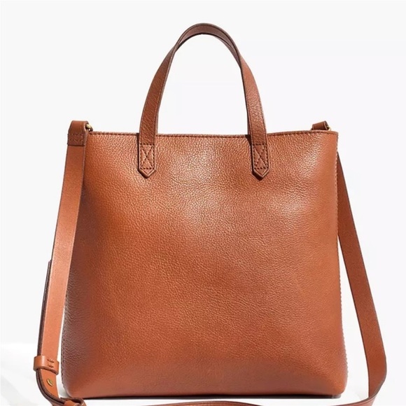 Madewell Handbags - Madewell The Zip-Top Transport Tote with Crossbody strap-Brown Leathe Bag